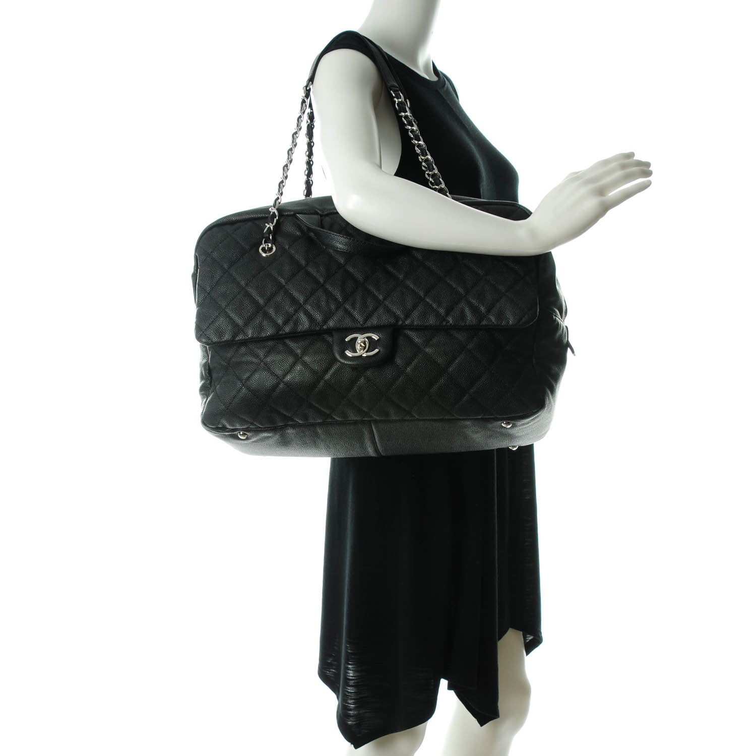 Chanel Caviar Quilted Travel Flap Tote Black 2 of 7