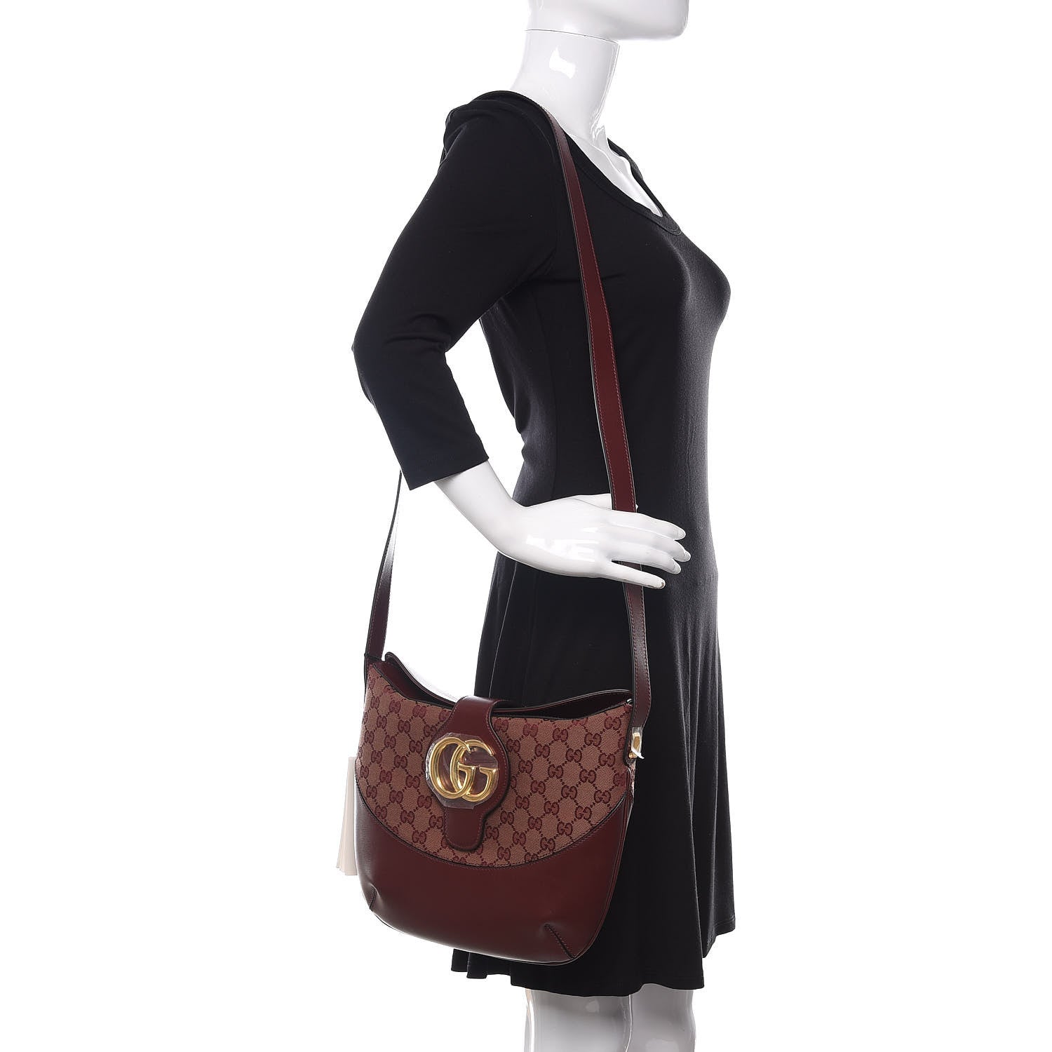 Gucci GG Monogram Calfskin Medium Arli Shoulder Bag Sahara Rubino Chardonnay 2 of 9