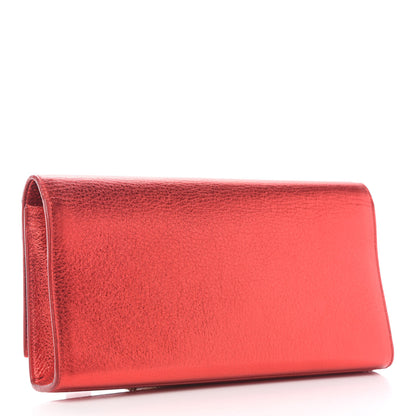 Saint Laurent Metallic Textured Calfskin Classic Monogram Tassel Clutch Red 3 of 7