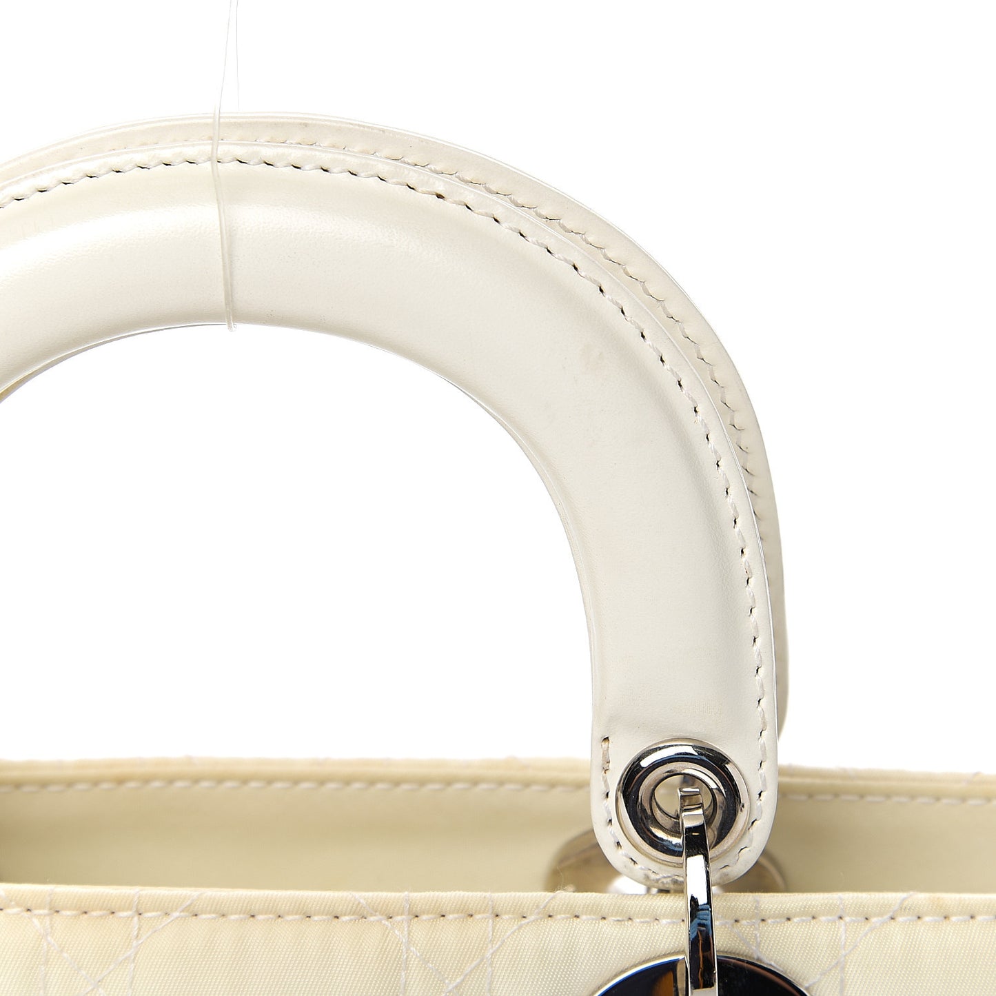 Nylon Cannage Stitched Small Lady Dior East West White