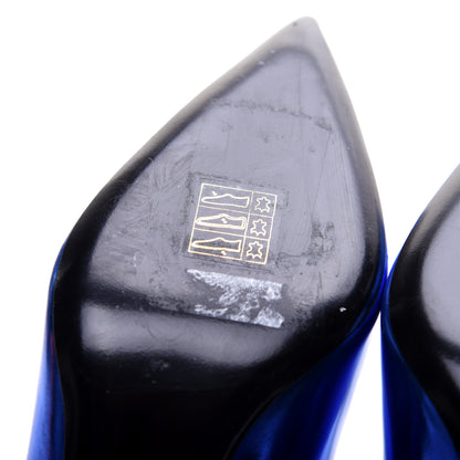 Saint Laurent Metallic Calfskin Kiki 85 Pumps 37 Blue 12 of 14