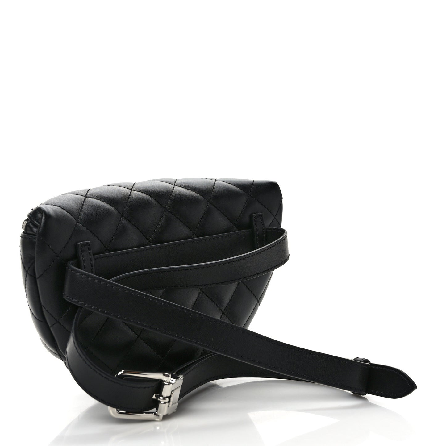 Calfskin Quilted Waist Belt Bag Black