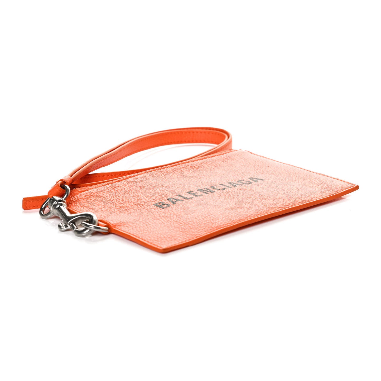 Grained Calfskin Logo Cash Passport Photo ID Zip Holder Fluo Orange Black