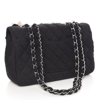 Chanel Jersey Quilted Embroidered Floral Medium Single Flap Black 3 of 10
