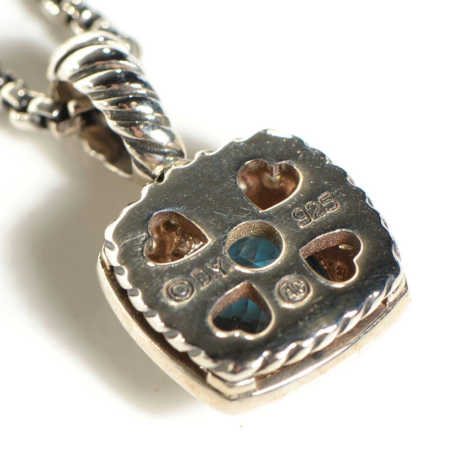 Sterling Silver Diamond Blue Topaz 7mm Petite Albion Pendant Necklace