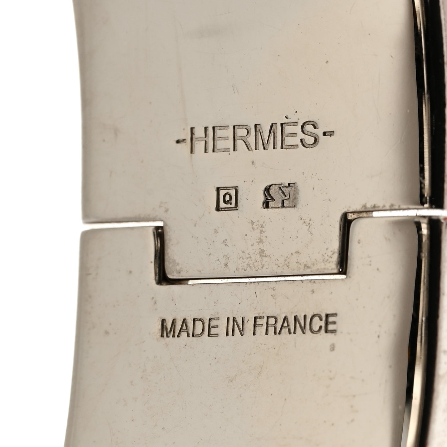 Enamel Wide Clic Clac H Bracelet GM Blanc Marron Glace