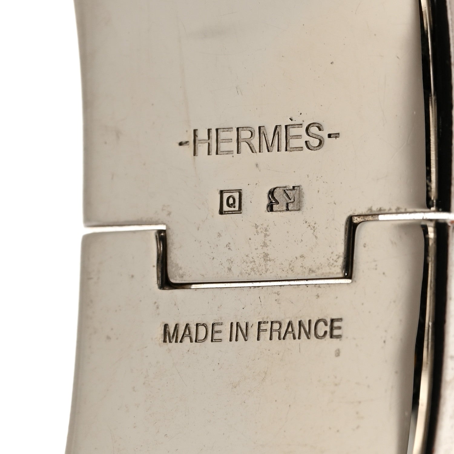 Hermes Enamel Wide Clic Clac H Bracelet GM Blanc Marron Glace 4 of 5