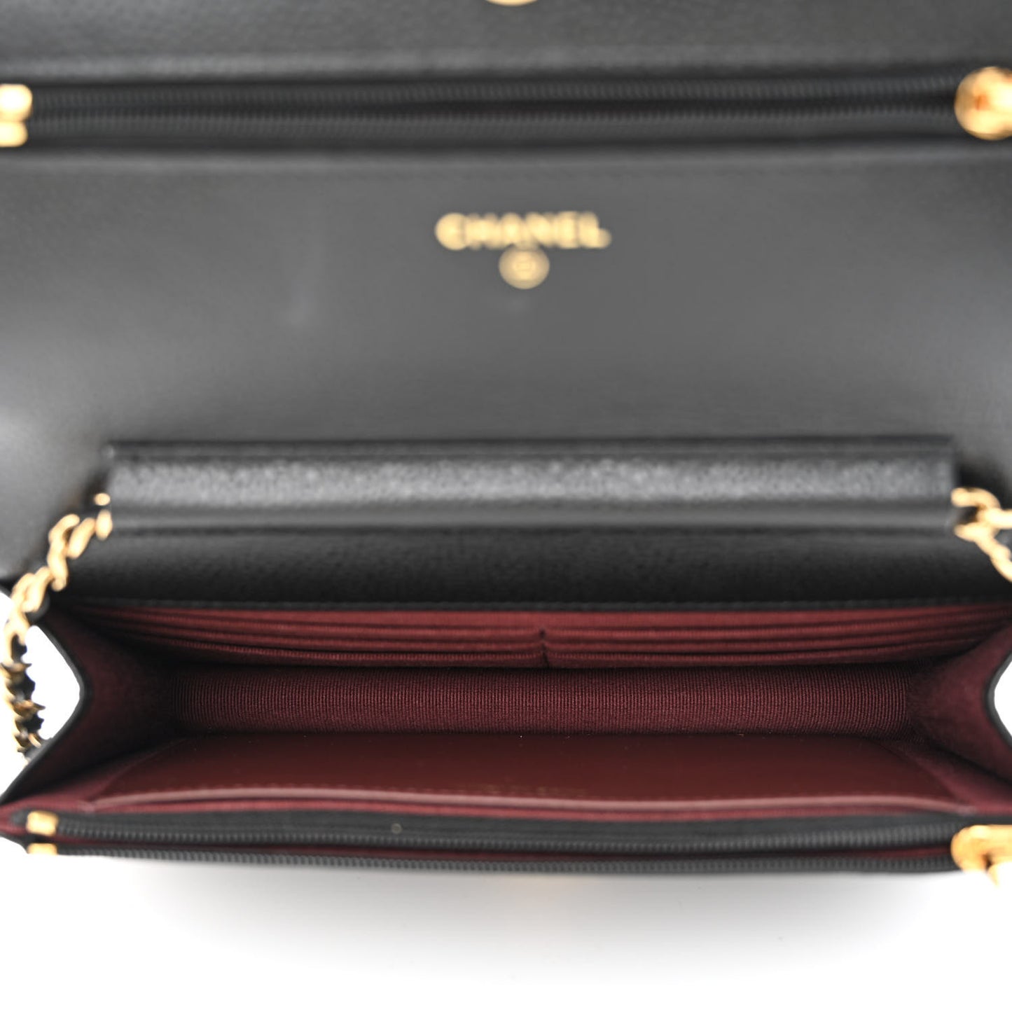 Caviar Quilted Wallet on Chain WOC Black