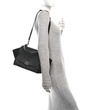 Celine Drummed Calfskin Suede Small Trapeze Black 2 of 9