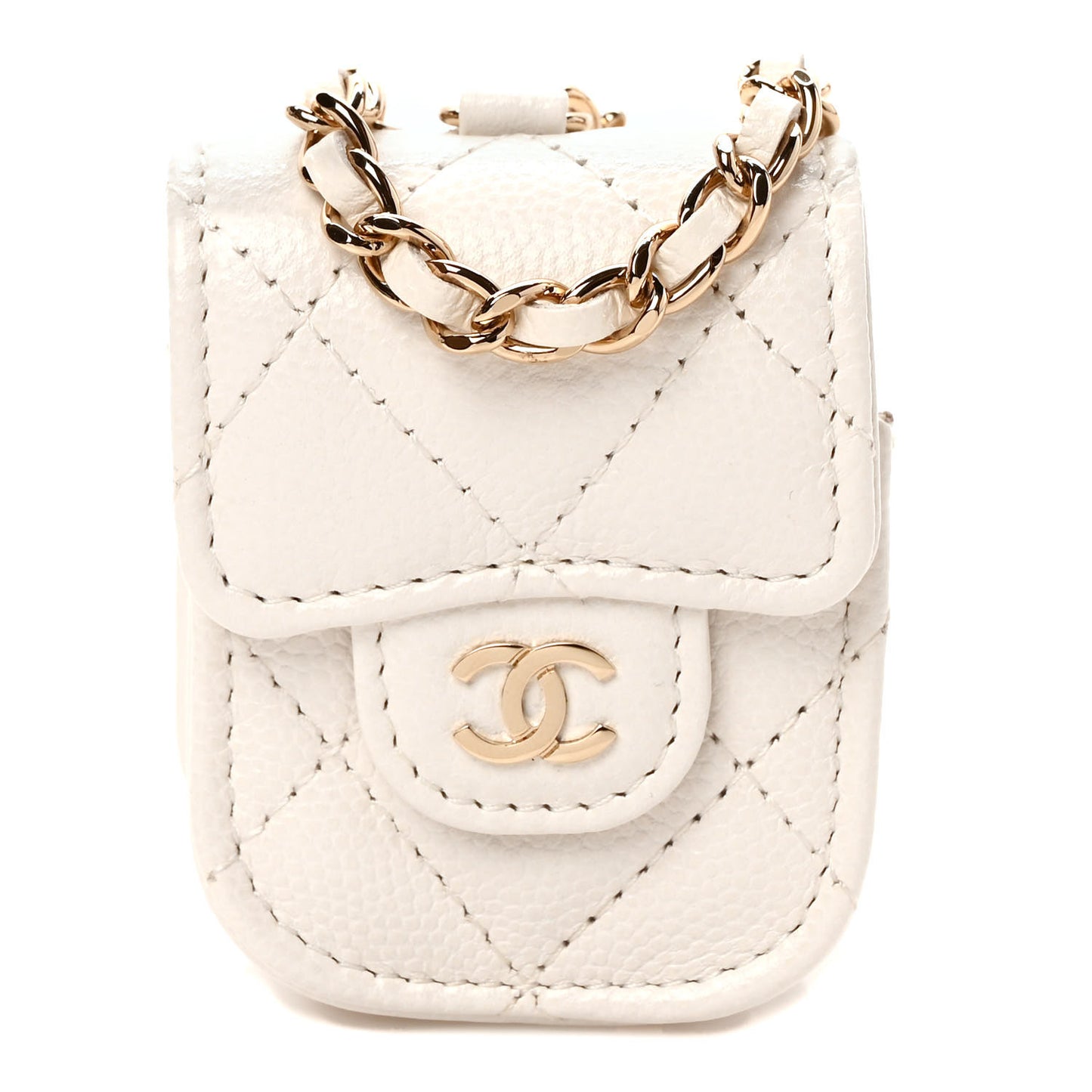 Caviar Quilted Airpods Case White