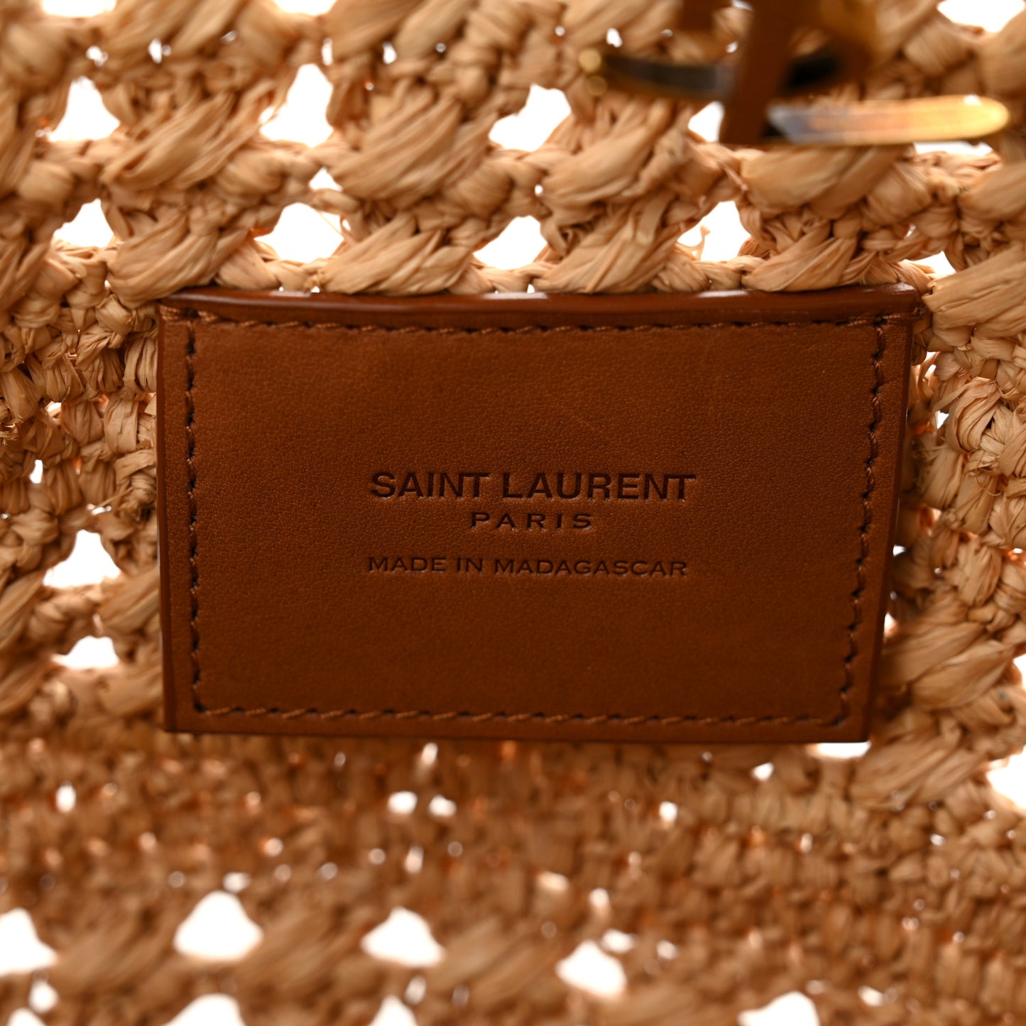Raffia Calfskin Small Panier Tote Naturel