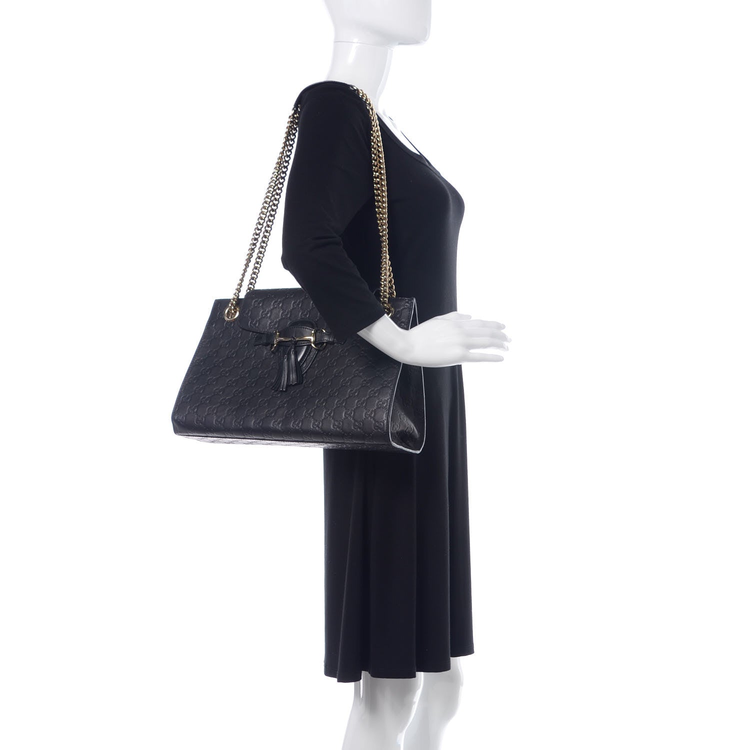 Gucci Guccissima Large Emily Chain Shoulder Bag Black 2 of 13
