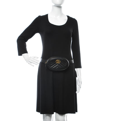Gucci Calfskin Matelasse GG Marmont Belt Bag 95 38 Black 2 of 7