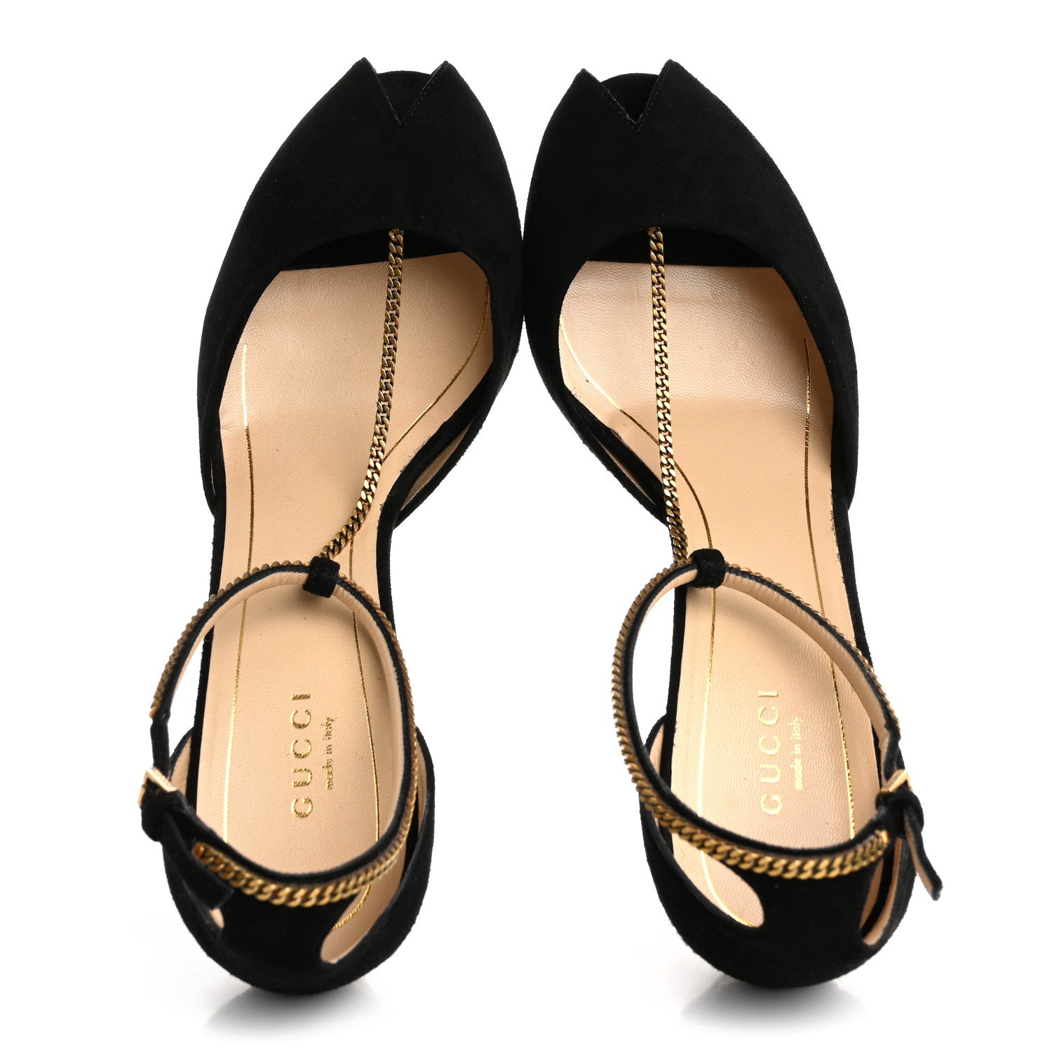 Gucci Kid Scamosciato Ankle Chain Pump 39.5 Black 2 of 8
