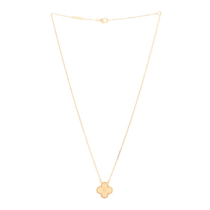 Van Cleef & Arpels 18K Yellow Gold Guilloche Vintage Alhambra Pendant Necklace 3 of 4