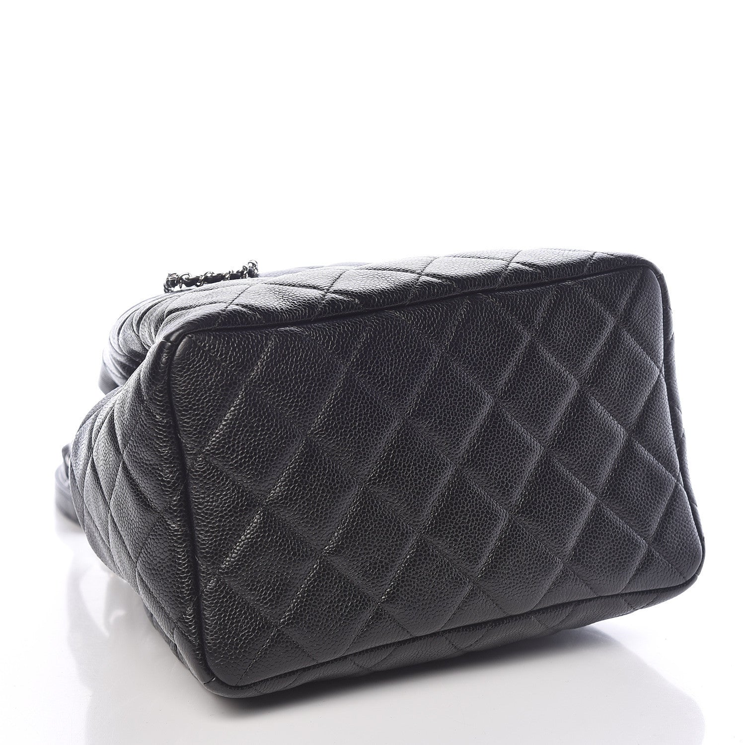 Chanel Grained Calfskin Quilted Medium CC Chain Bucket Drawstring Bag Black 4 of 11