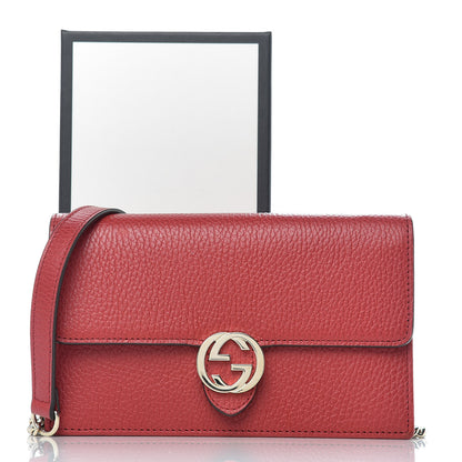 Gucci Dollar Calfskin Interlocking G Chain Wallet Red 10 of 10