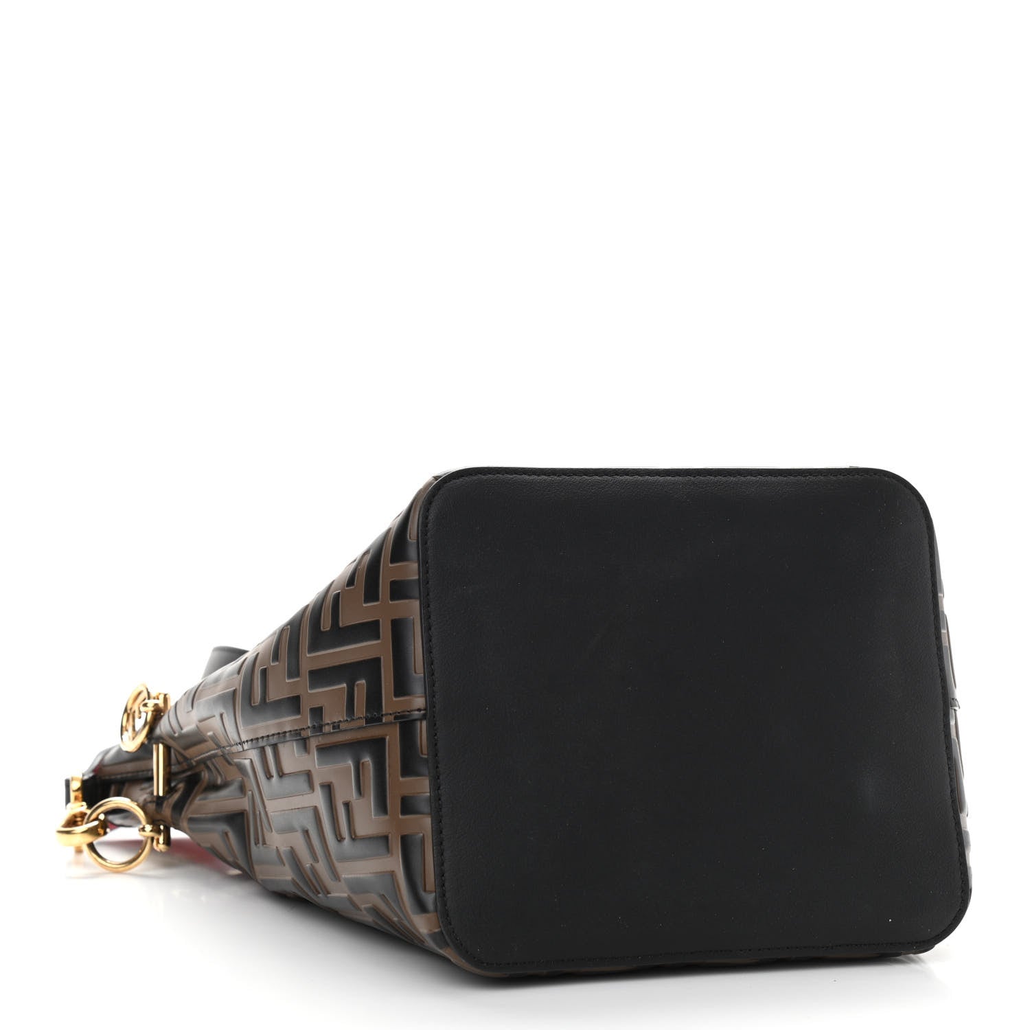 Fendi Vitello Grace F is Fendi Bi-Color FF 1974 Embossed Grande Mon Tresor Bucket Bag Maya Black Fragola 4 of 10