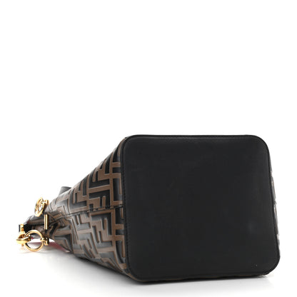 Fendi Vitello Grace F is Fendi Bi-Color FF 1974 Embossed Grande Mon Tresor Bucket Bag Maya Black Fragola 4 of 10