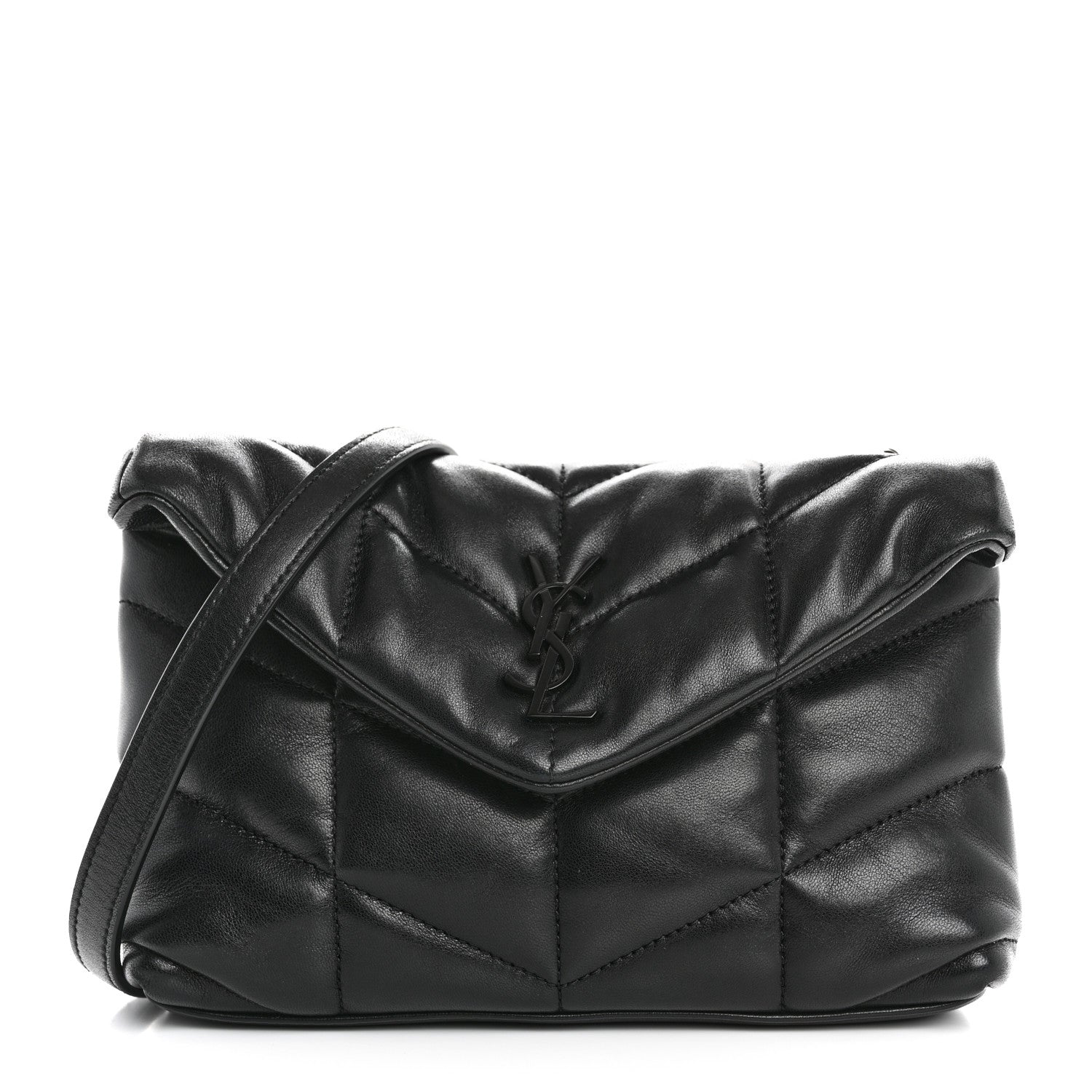 Saint Laurent Lambskin Quilted Toy Loulou Puffer Monogram Monochrome Chain Satchel Black 1 of 10