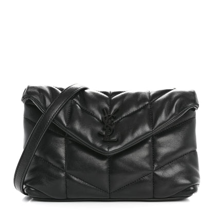 Saint Laurent Lambskin Quilted Toy Loulou Puffer Monogram Monochrome Chain Satchel Black 1 of 10
