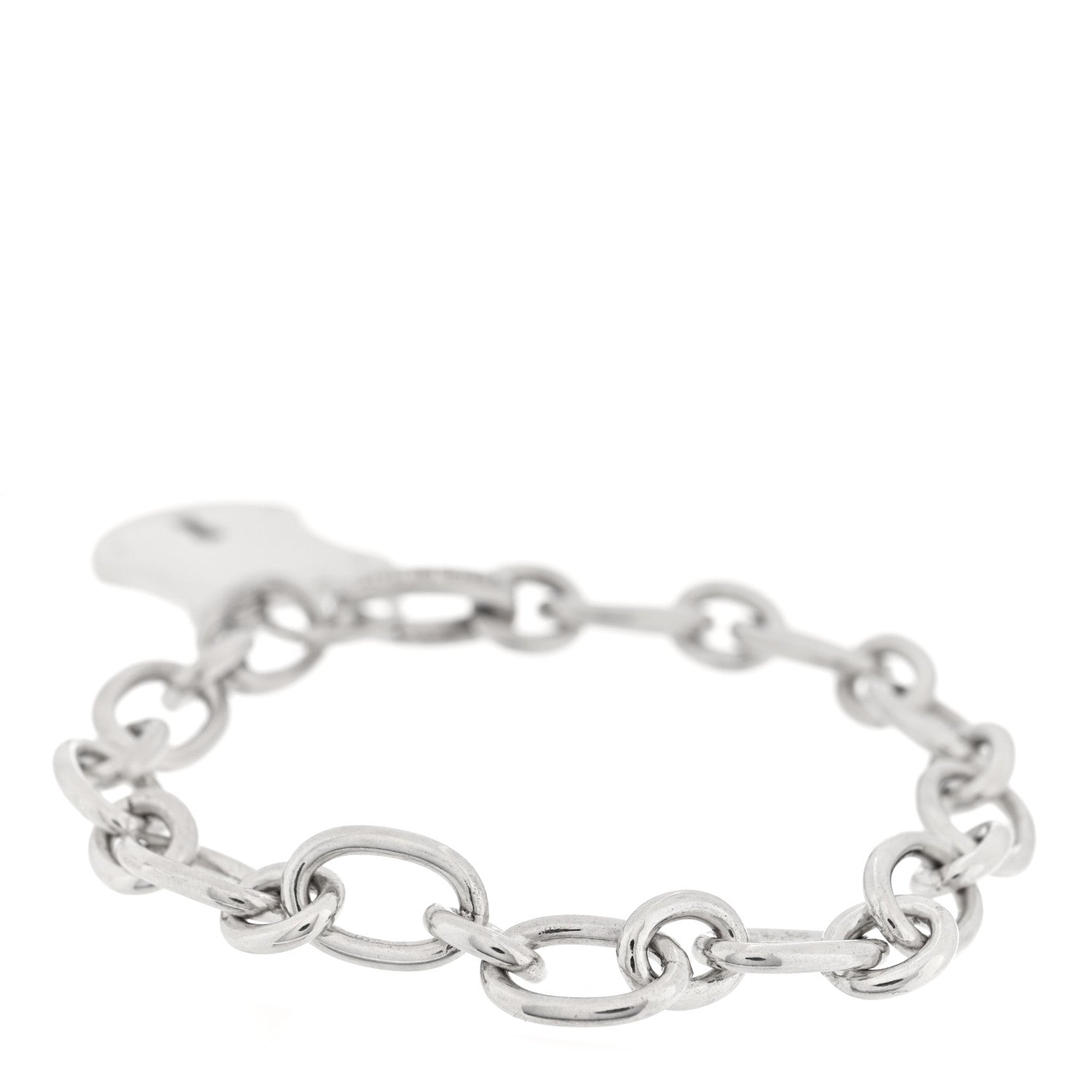 Tiffany Sterling Silver Oval Clasping Link Emblem Lock Charm Bracelet 2 of 3