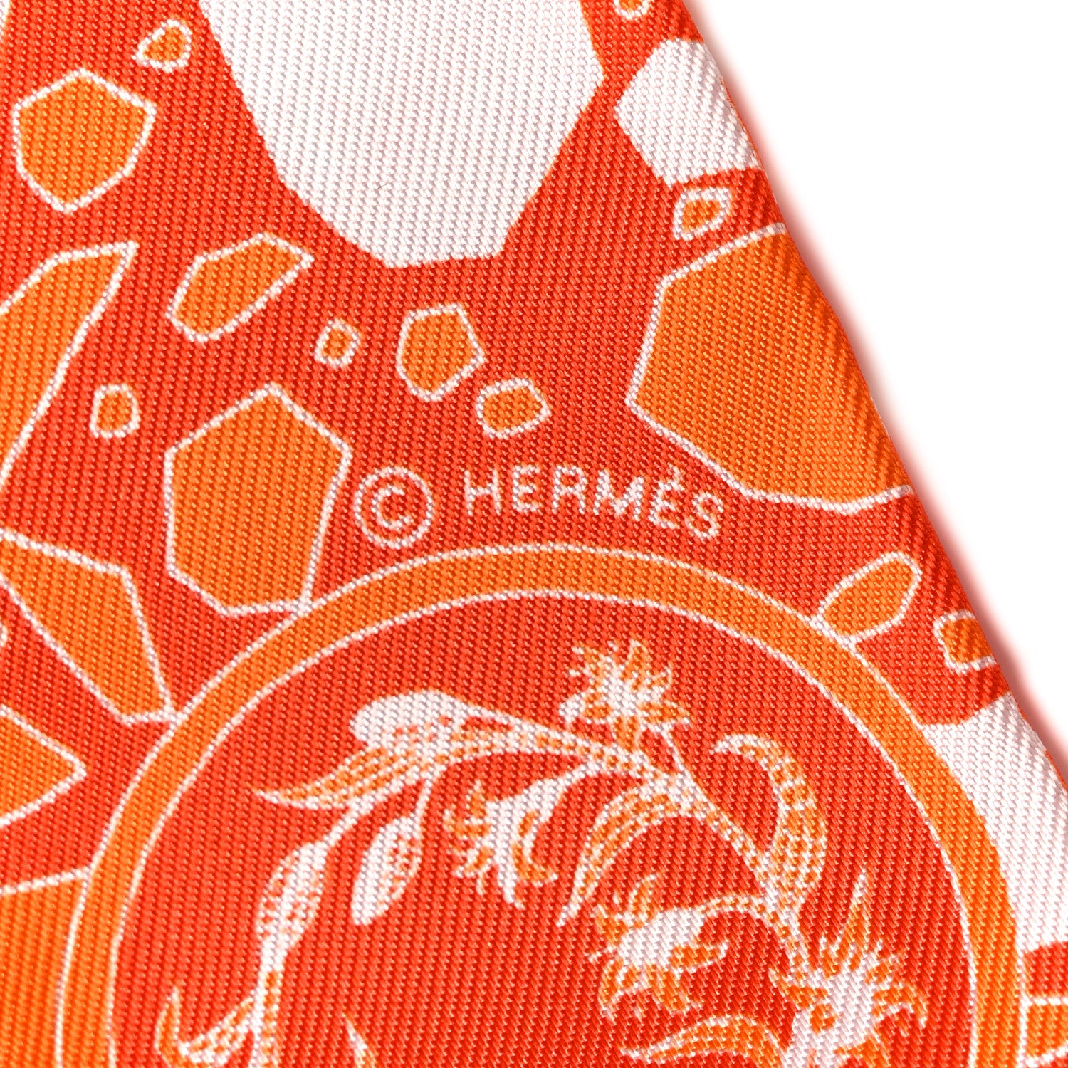 Hermes Silk La Danse Des Amazones Twilly Orange Corail White 4 of 6