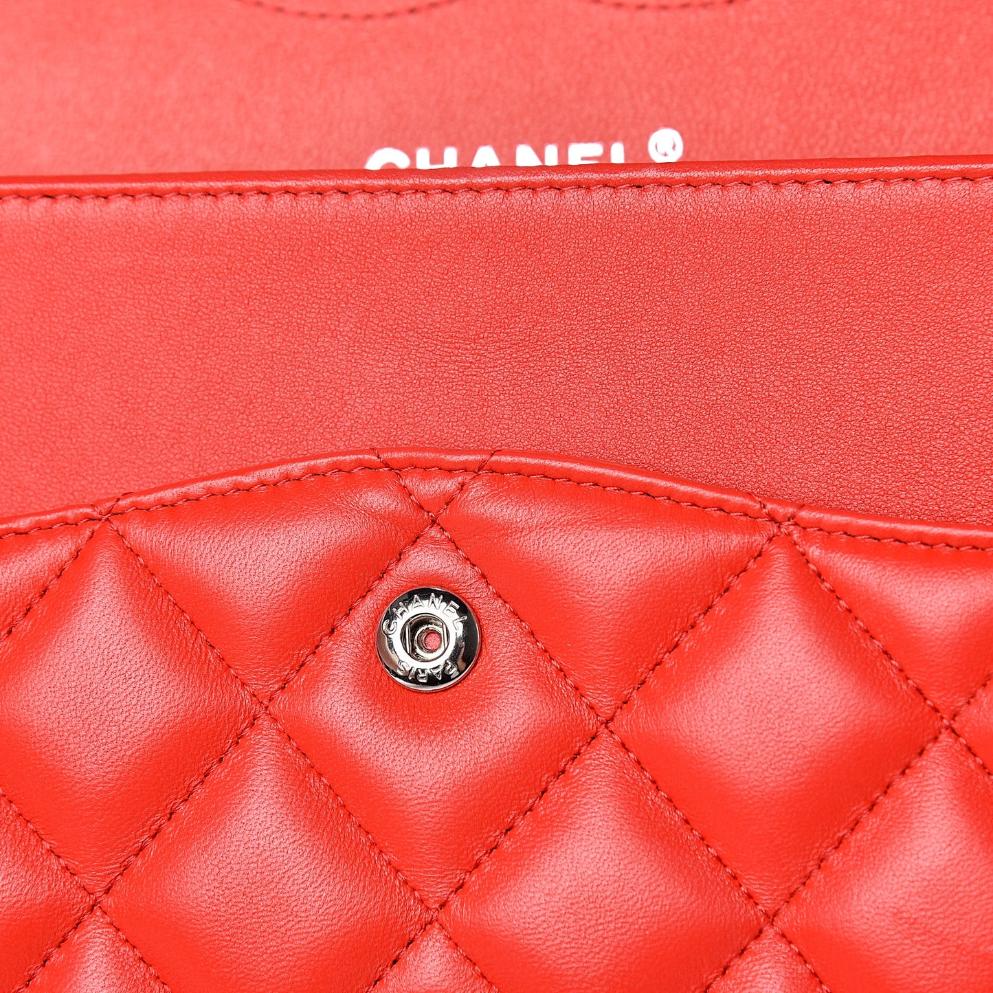 Lambskin Quilted Jumbo Double Flap Red