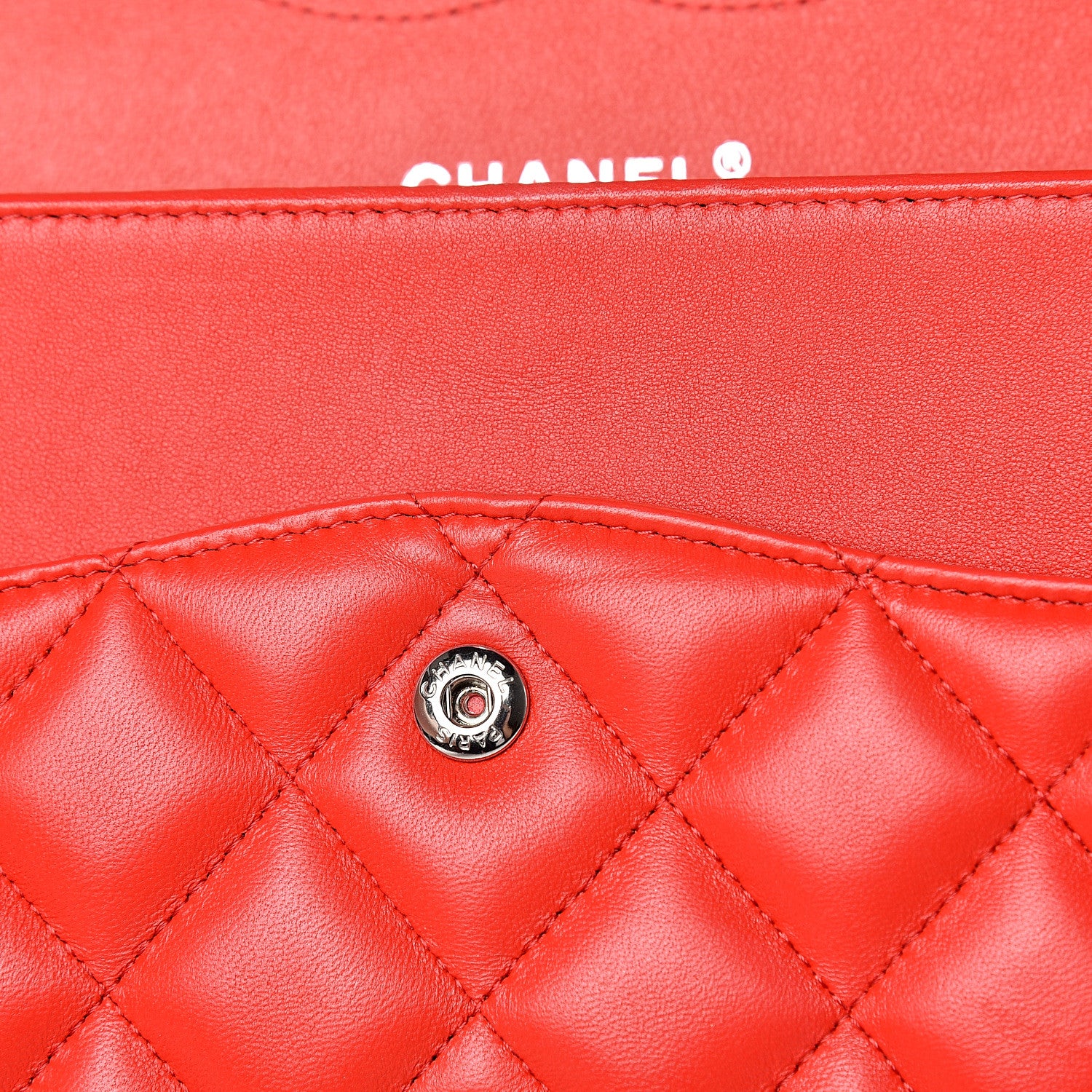 Chanel Lambskin Quilted Jumbo Double Flap Red 15 of 15
