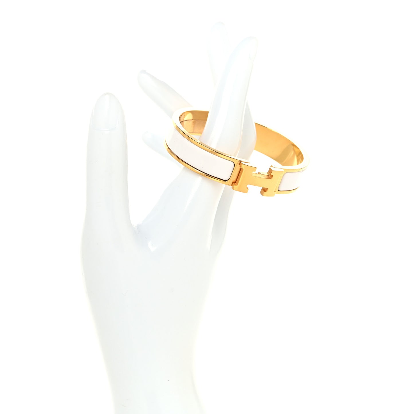 Enamel Narrow Clic Clac H Bracelet PM White