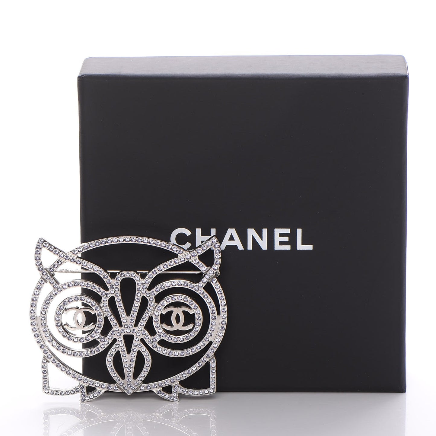 Strass Crystal Owl CC Brooch Purple Ruthenium