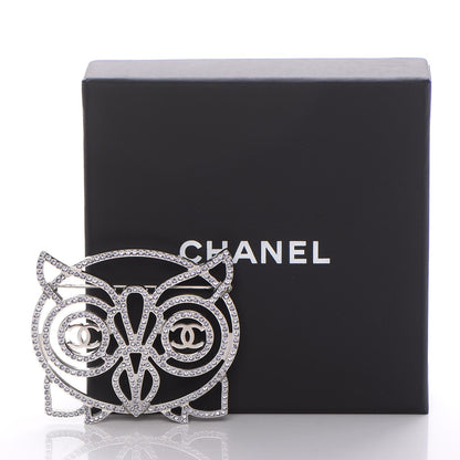 Chanel Strass Crystal Owl CC Brooch Purple Ruthenium 5 of 5