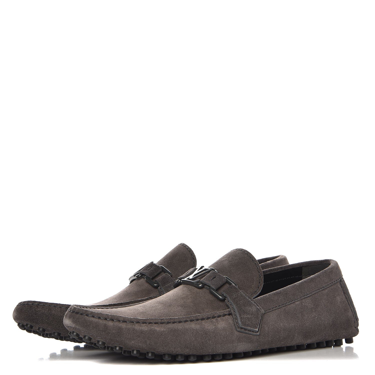 Louis Vuitton Men's Suede Hockenheim Loafers 8.5 Grey 3 of 12