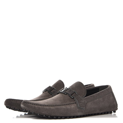 Louis Vuitton Men's Suede Hockenheim Loafers 8.5 Grey 3 of 12