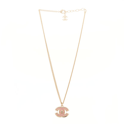 Chanel Metal Resin CC Turnlock Necklace Pink Gold 3 of 5