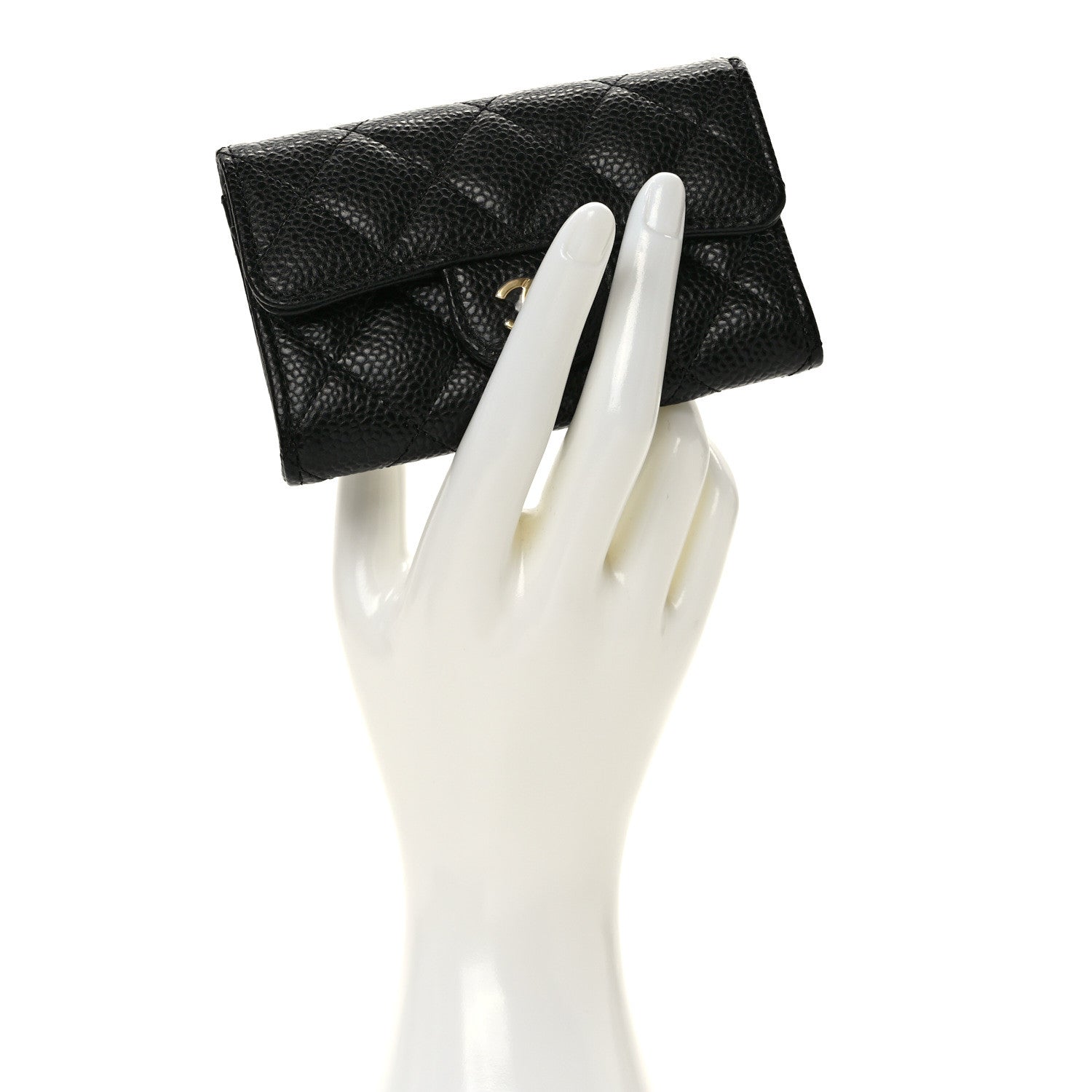 Chanel Caviar Quilted Flap Card Holder Wallet Black 2 of 8
