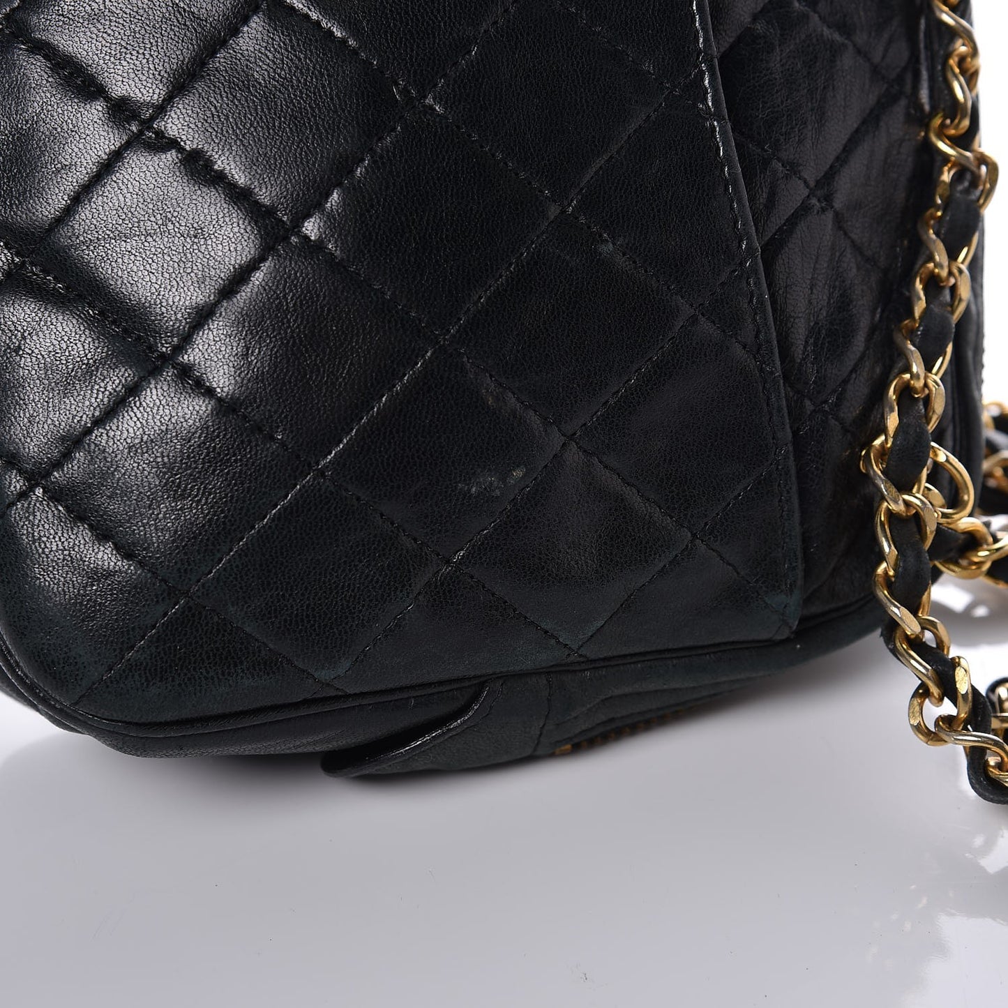 Lambskin Quilted Camera Case Black