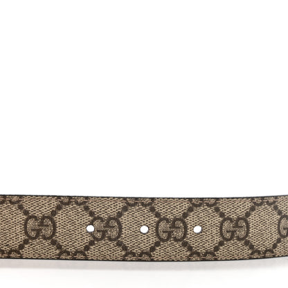Gucci GG Supreme Monogram Plutone Calfskin Double G Reversible 30mm Belt 90 36 Beige Ebony Mystic White 4 of 8