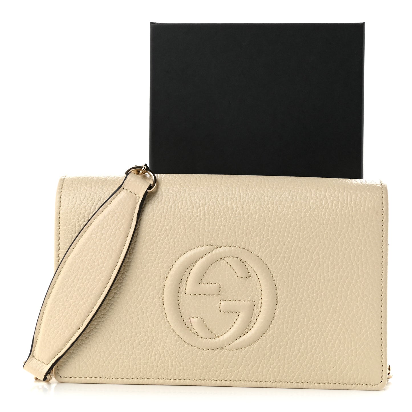 Pebbled Calfskin Soho Wallet On Chain Ivoire
