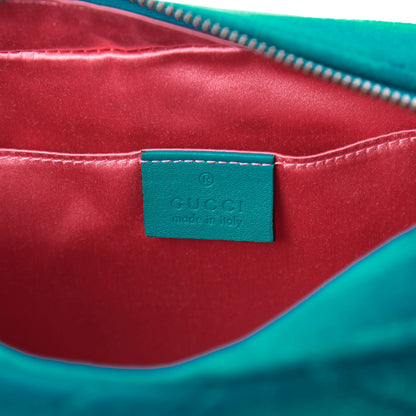 Gucci Velvet Matelasse Small GG Marmont Chain Shoulder Bag Pavone Cyan 8 of 10