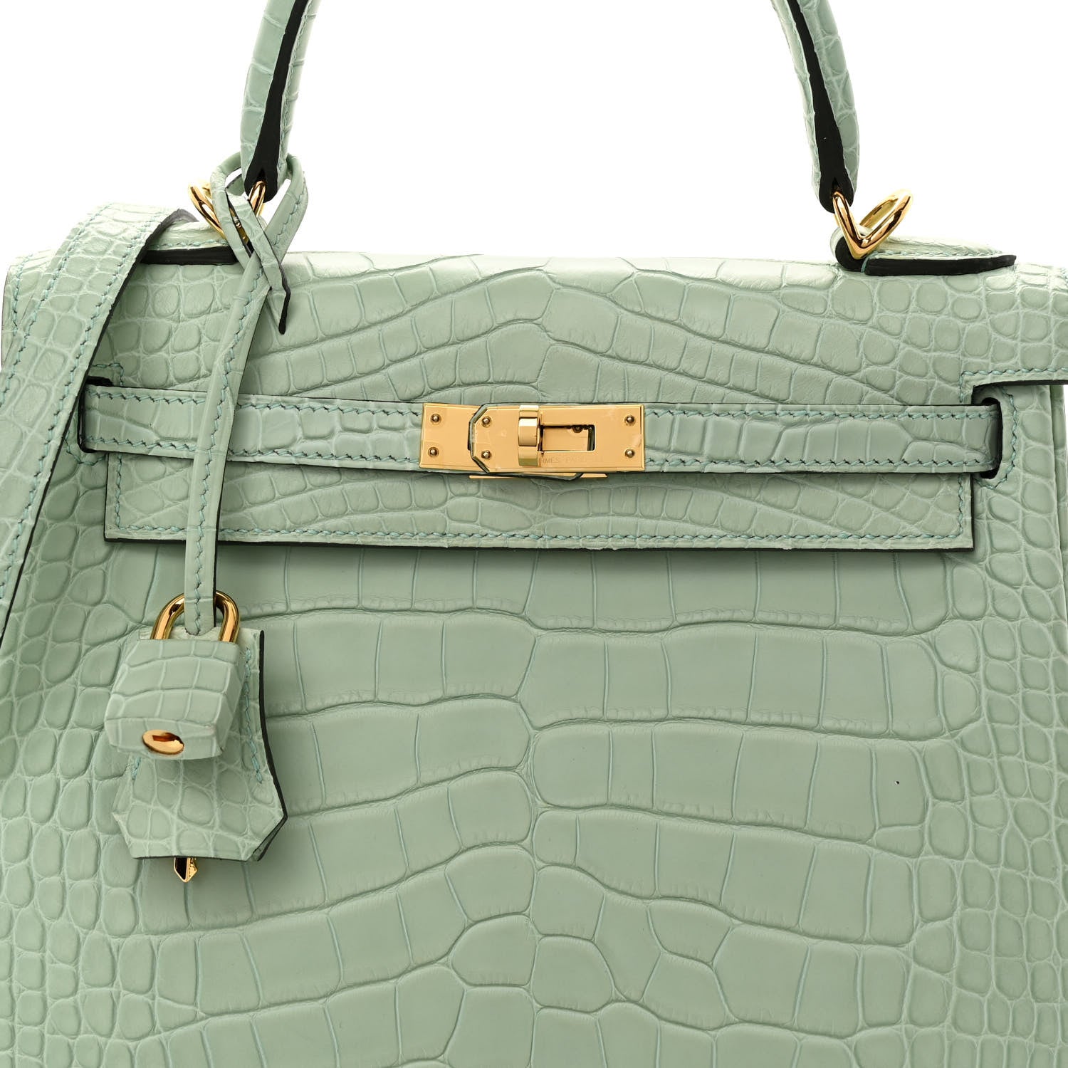 Hermes Matte Alligator Kelly Retourne 25 Vert D'eau 8 of 11