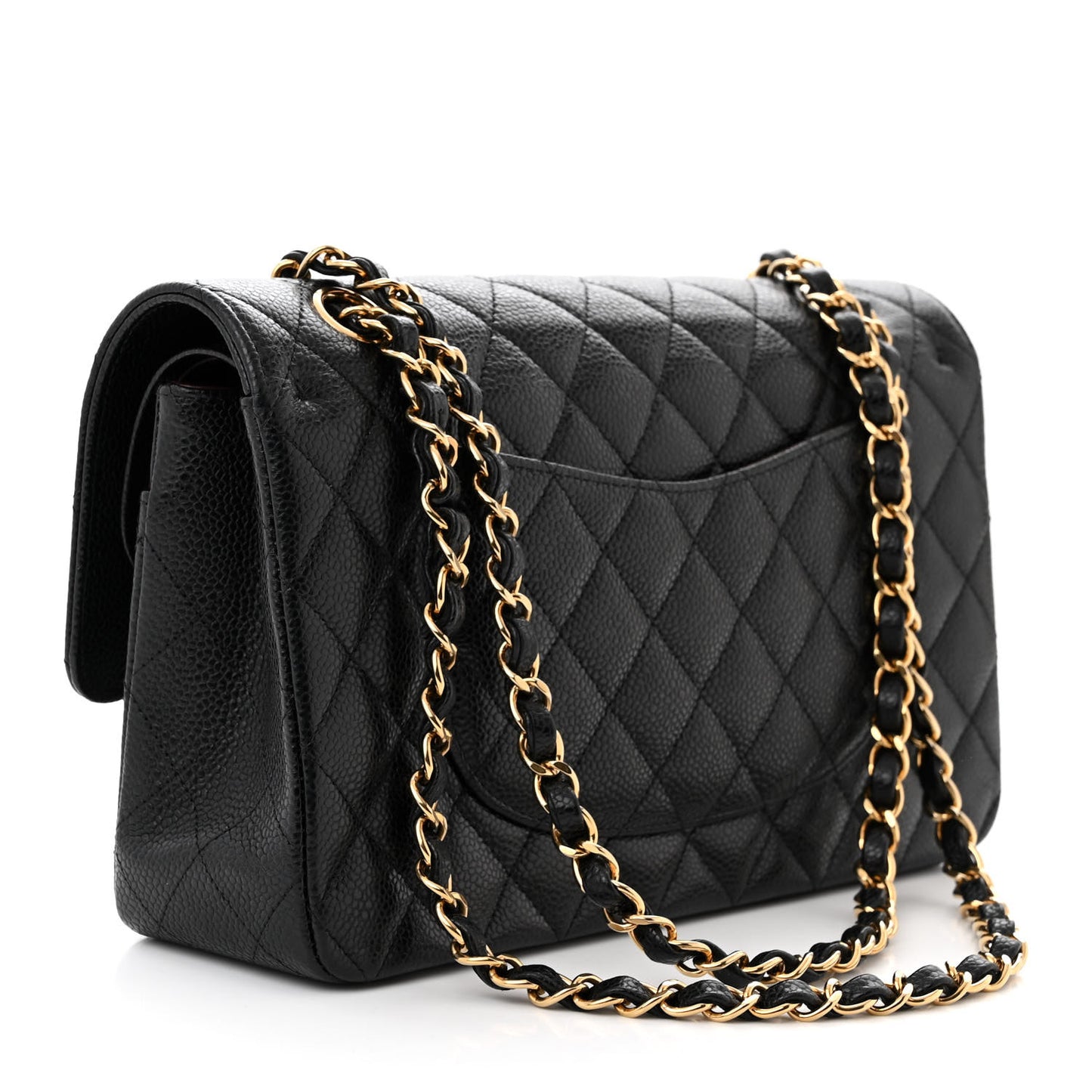 Caviar Quilted Medium Double Flap Black