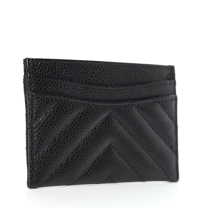 Chanel Caviar Chevron Quilted Card Holder Black 3 of 9