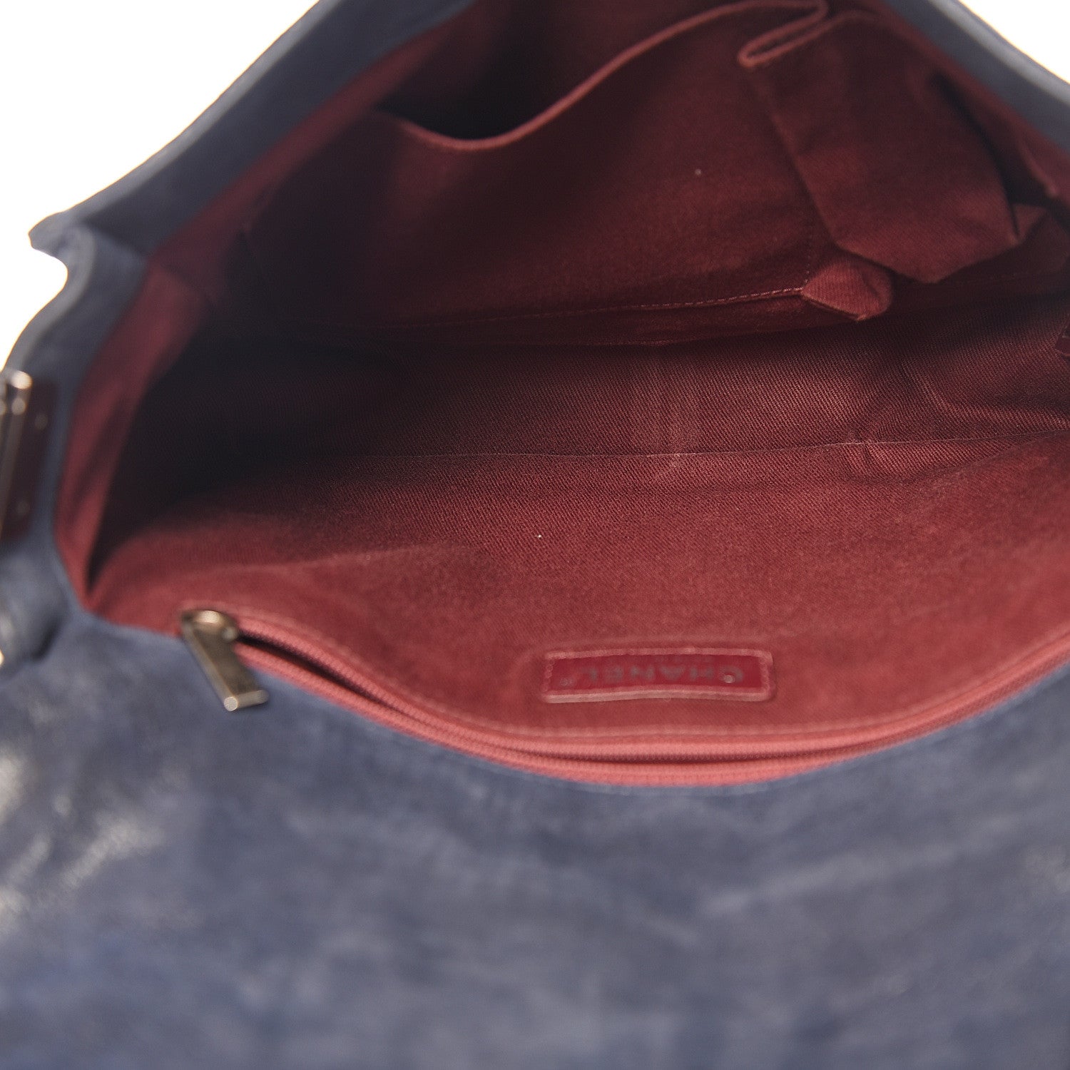 Chanel Goatskin Quilted Medium Gentle Boy Flap Navy Blue 4 of 10