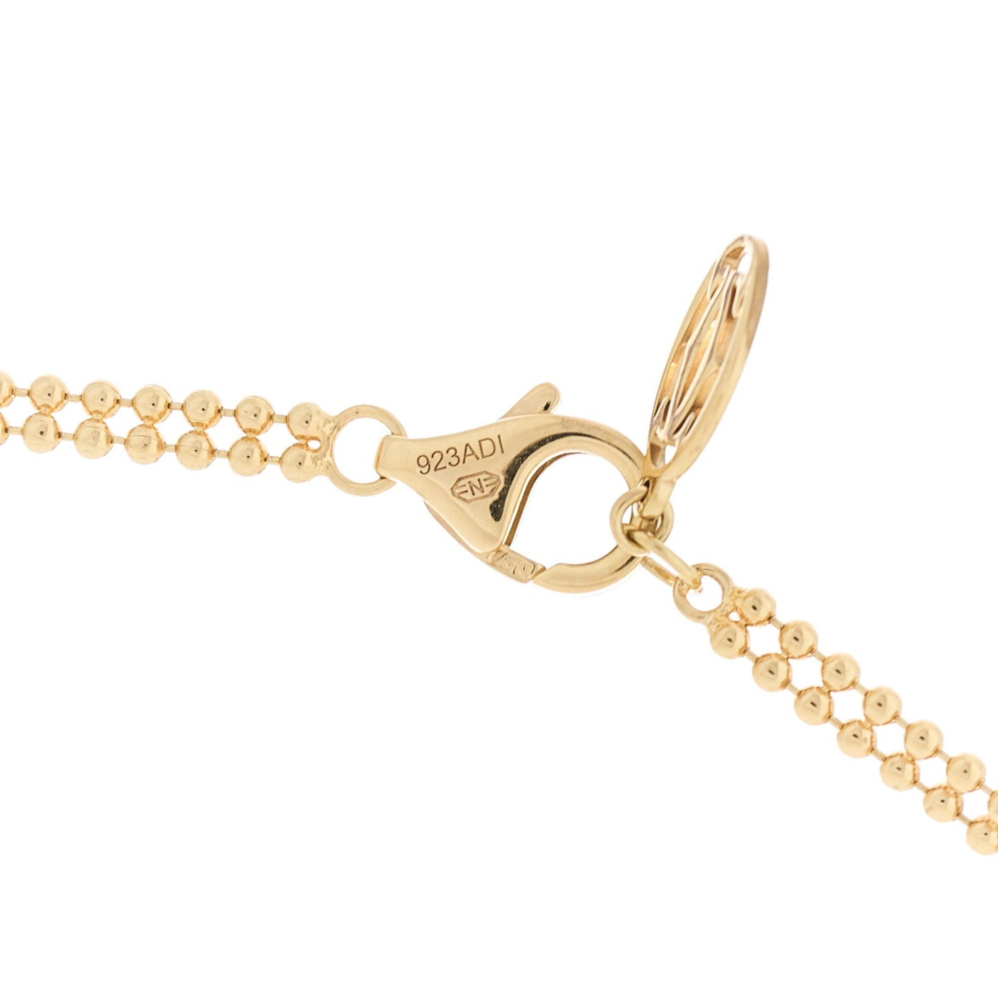 18K Pink Yellow White Gold Diamond Trinity Double Bead Chain Pendant Necklace