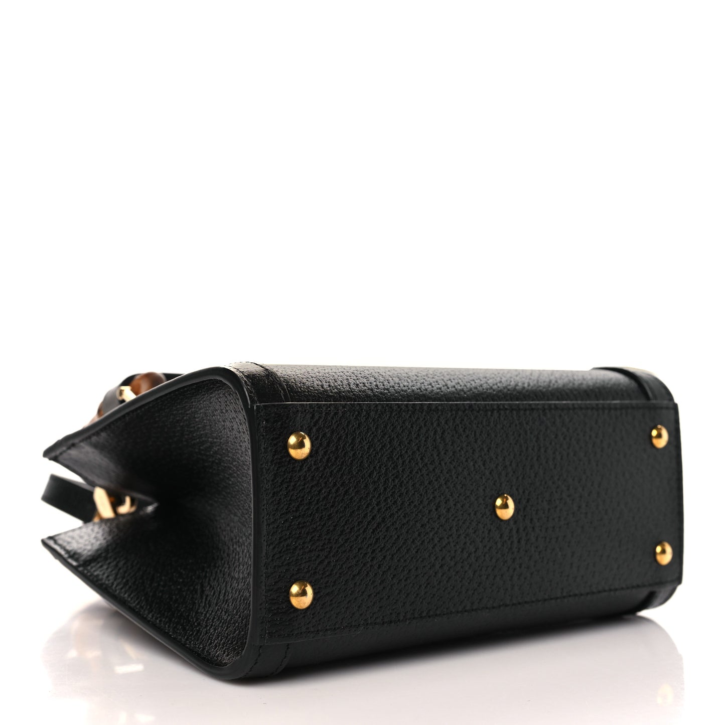 Textured Dollar Calfskin Web Mini Diana Tote Bag Black