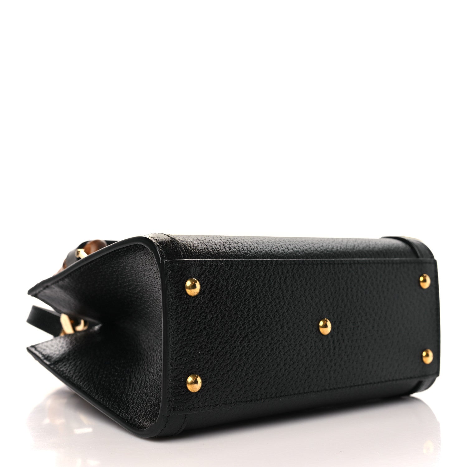 Gucci Textured Dollar Calfskin Web Mini Diana Tote Bag Black 4 of 8
