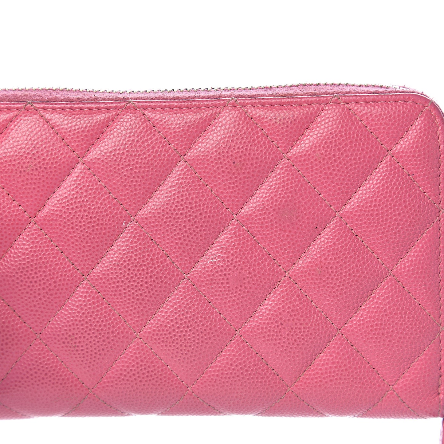 Caviar Quilted Large Gusset Zip Around Wallet Pink