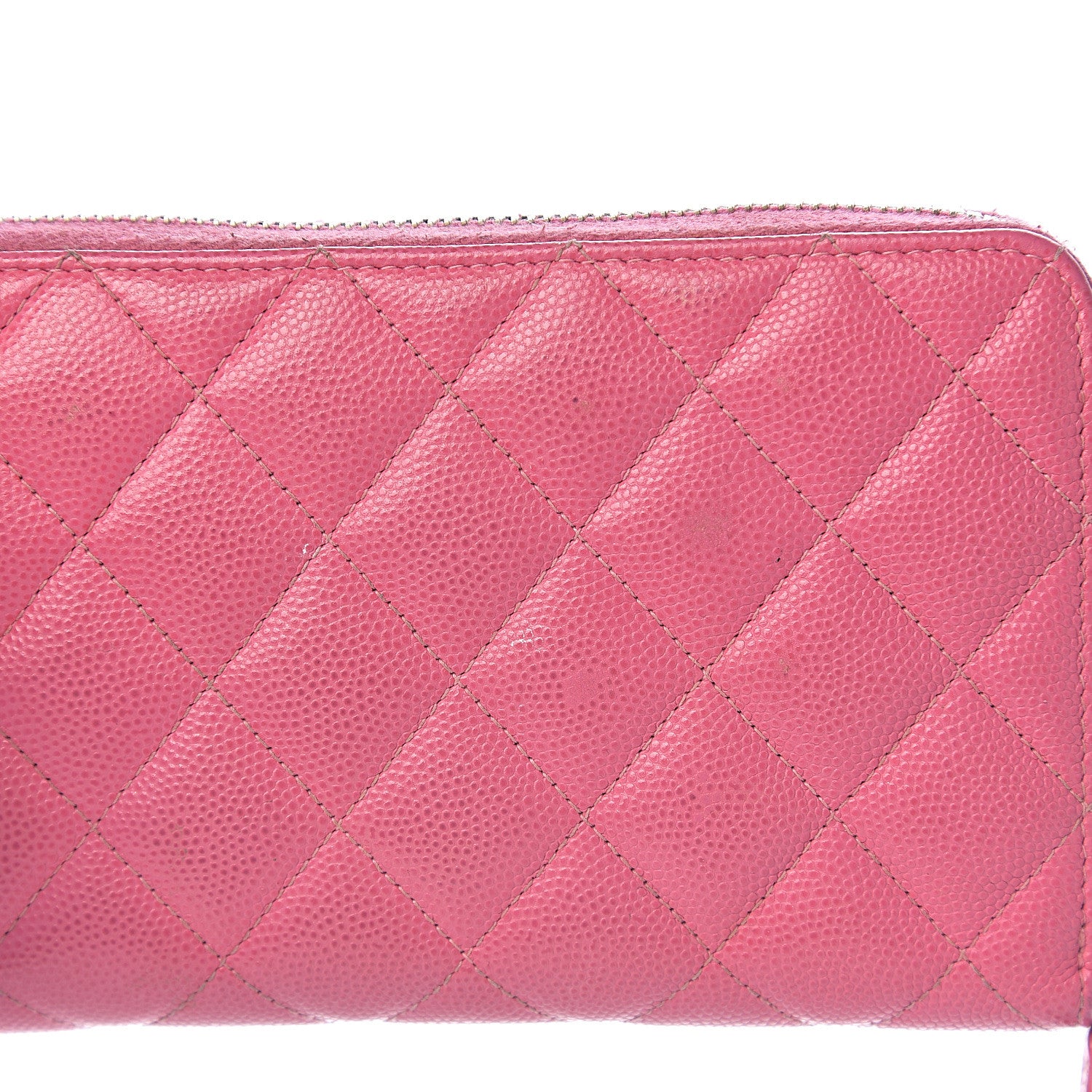 Chanel Caviar Quilted Large Gusset Zip Around Wallet Pink 9 of 10