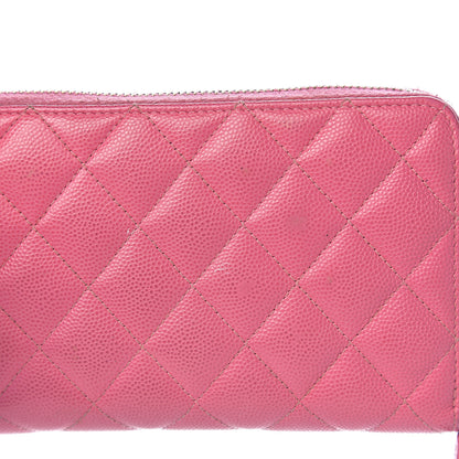 Chanel Caviar Quilted Large Gusset Zip Around Wallet Pink 9 of 10